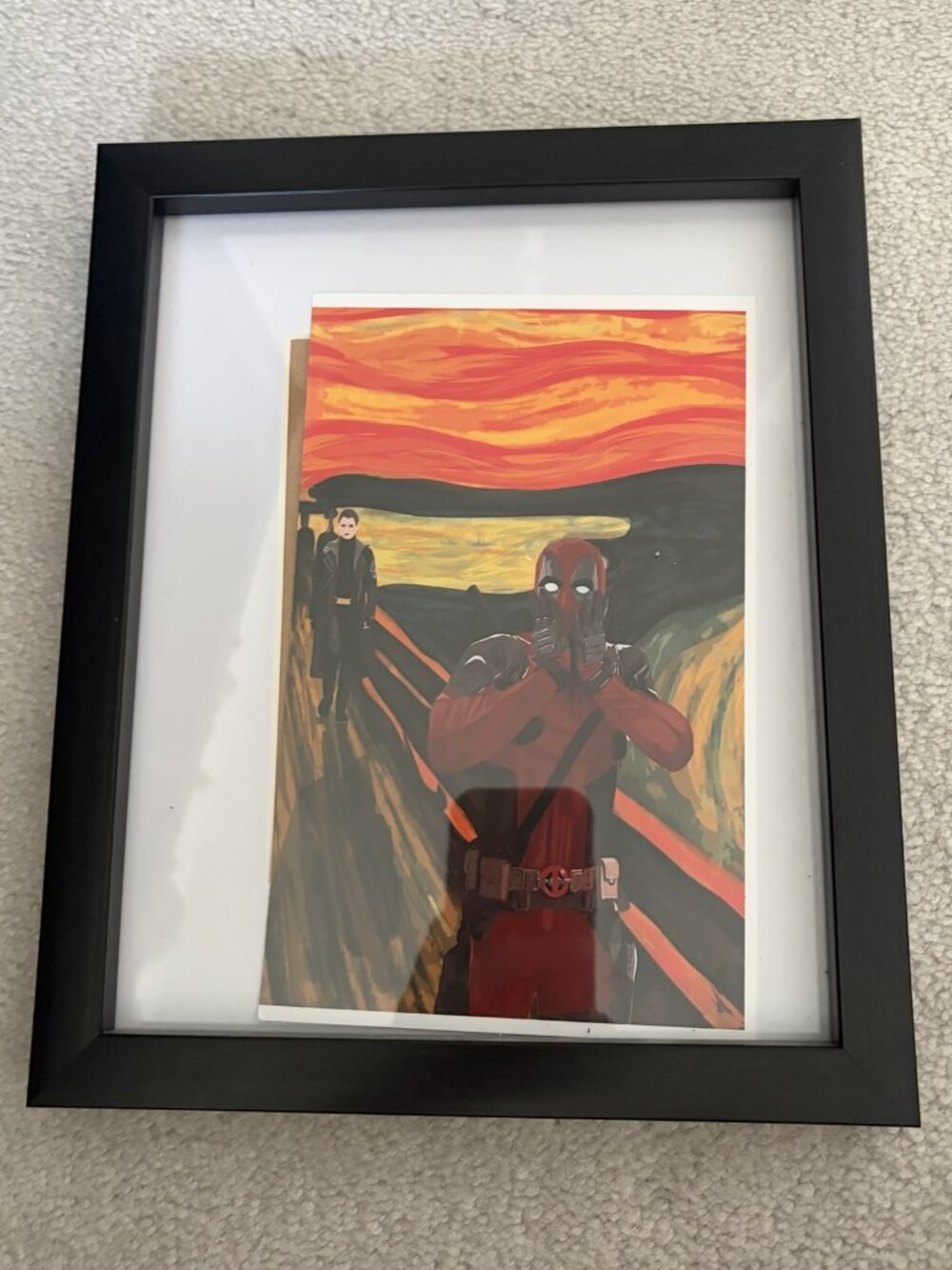 Deadpool The Scream Parody Art Print Framed | Marvel Comic Art
